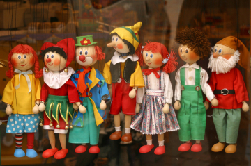 Eine Reihe von Handpuppen
